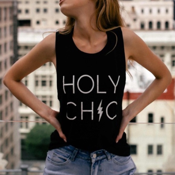 Tops - Holy Chic Black Graphic Tank Top Summer